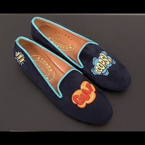 Stubbs & Wootton Velvet Graphic Print Loafers